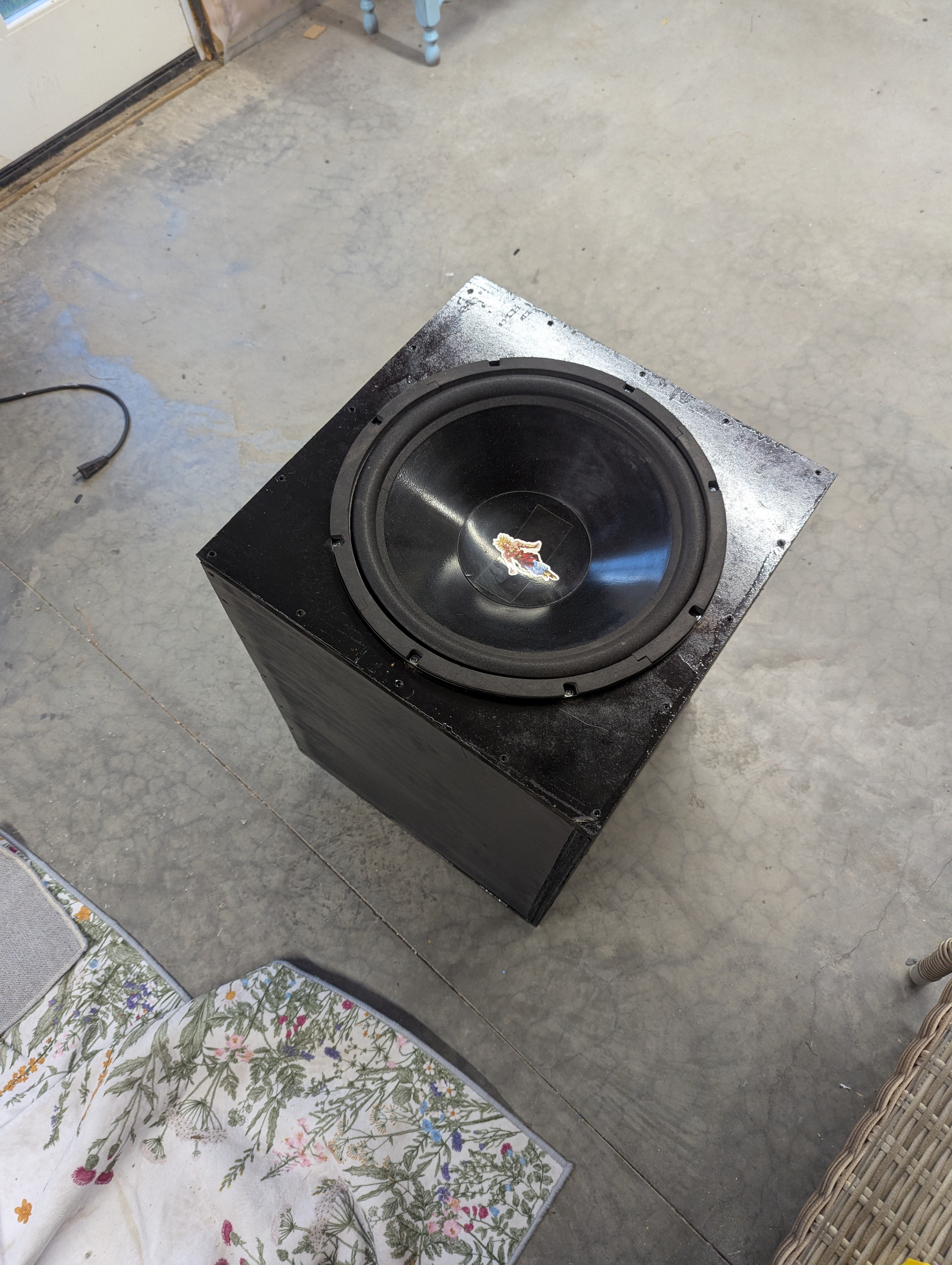 Completed custom 15-inch subwoofer setup